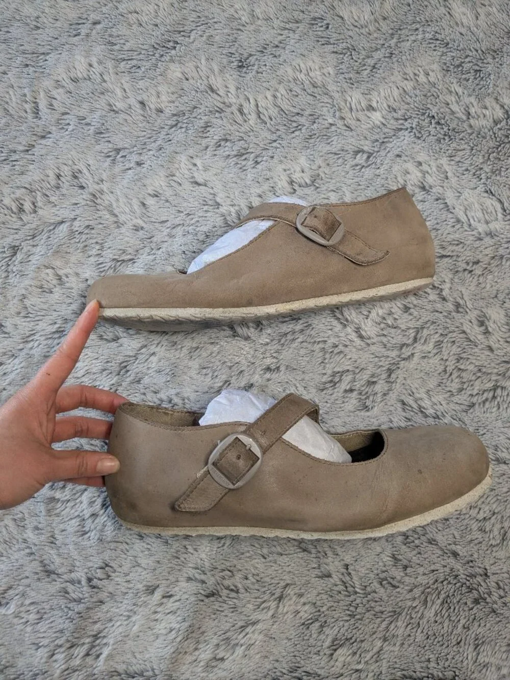 Birkenstock Tracy Mary Jane Tan Flats Sandals Nubuck Slip On Size 41 US 10